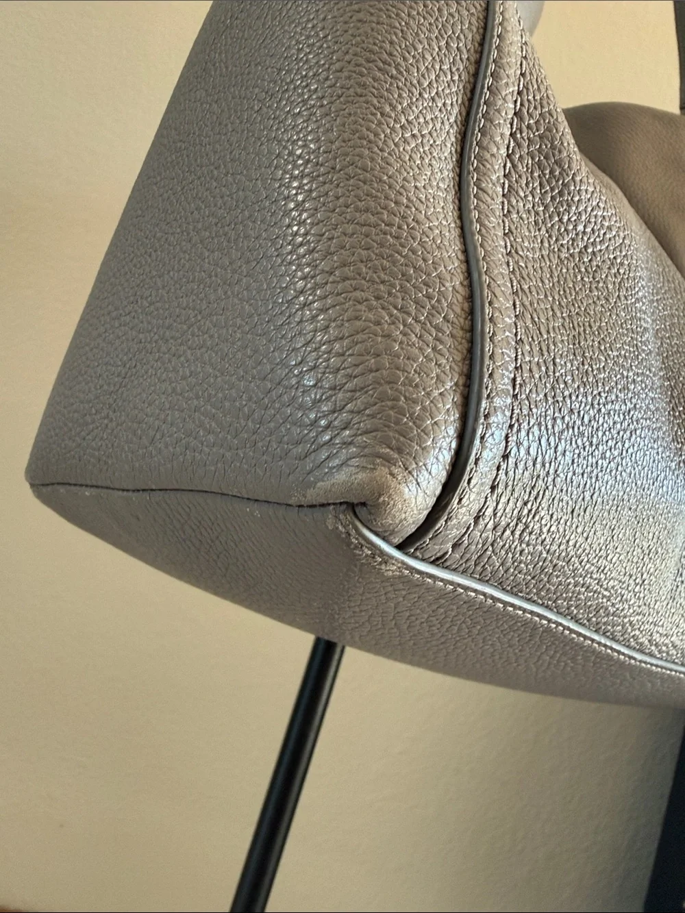 kate spade Gray Pebbled Leather Shoulder Hobo with Tassel